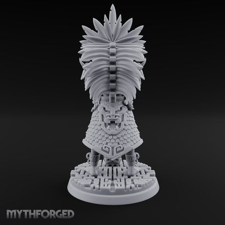 Aztec Inspired Feather Crowned  Hobgoblin Leader Miniature for Dungeons and Dragons, Pathfinder or other TTRPGs