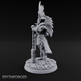 Aztec Inspired Feather Crowned  Hobgoblin Leader Miniature for Dungeons and Dragons, Pathfinder or other TTRPGs