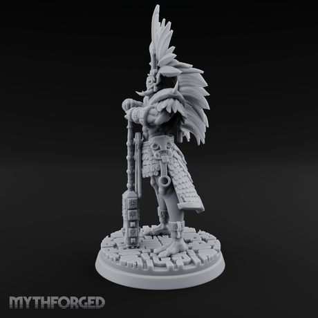 Aztec Inspired Feather Crowned  Hobgoblin Leader Miniature for Dungeons and Dragons, Pathfinder or other TTRPGs