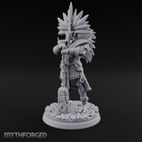 Aztec Inspired Feather Crowned  Hobgoblin Leader Miniature for Dungeons and Dragons, Pathfinder or other TTRPGs