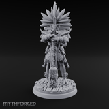 Aztec Inspired Feather Crowned  Hobgoblin Leader Miniature for Dungeons and Dragons, Pathfinder or other TTRPGs