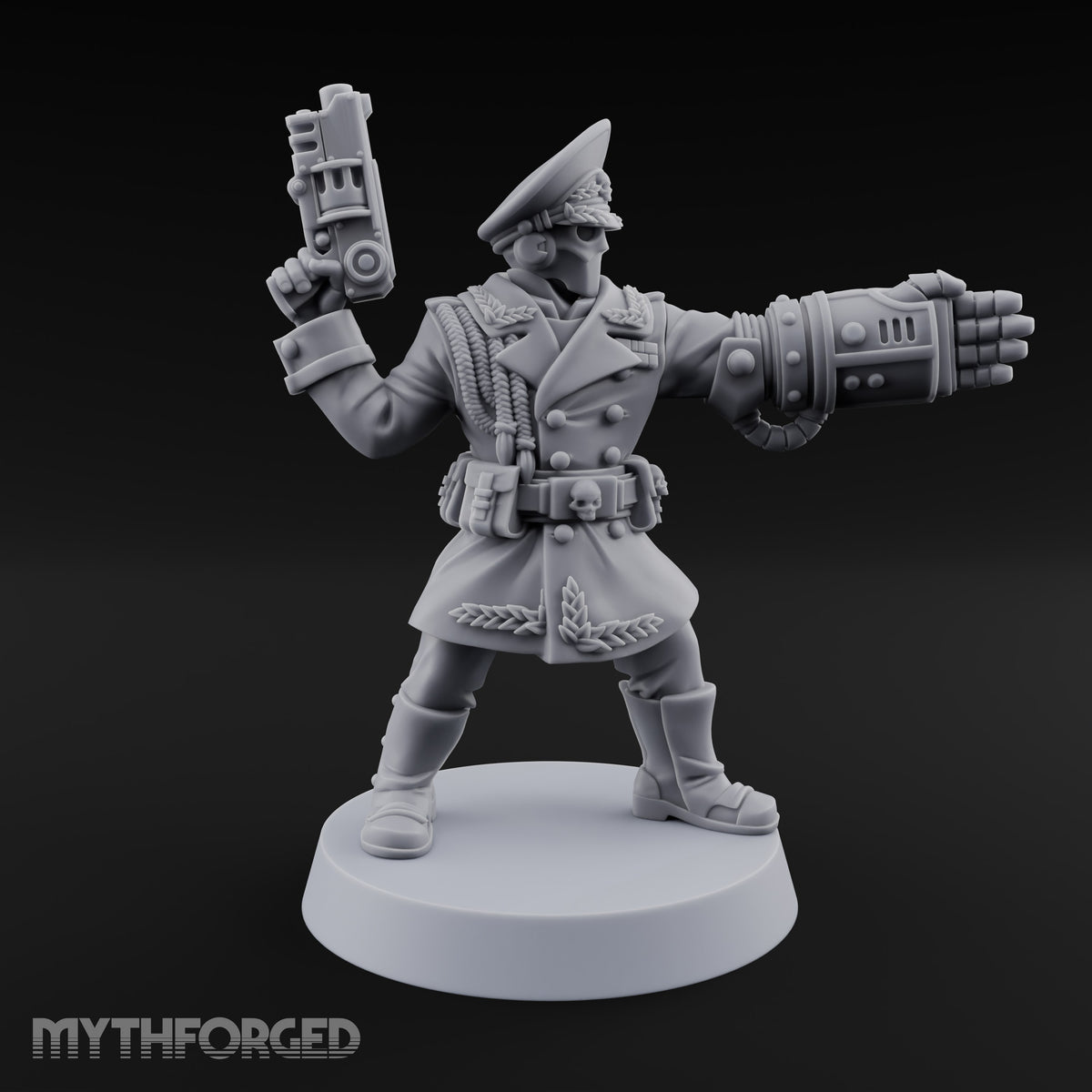 Orders Delivered by Fist Human Masked Officer with Pistol and Power Fist — Fist and Pistol 1