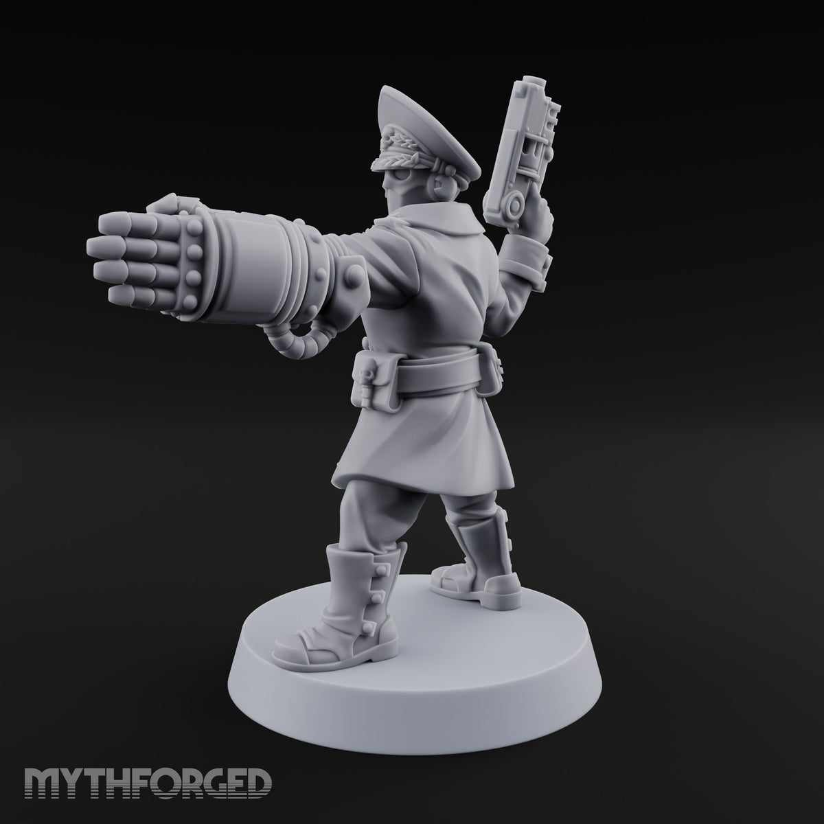 Orders Delivered by Fist Human Masked Officer with Pistol and Power Fist — Fist and Pistol 1
