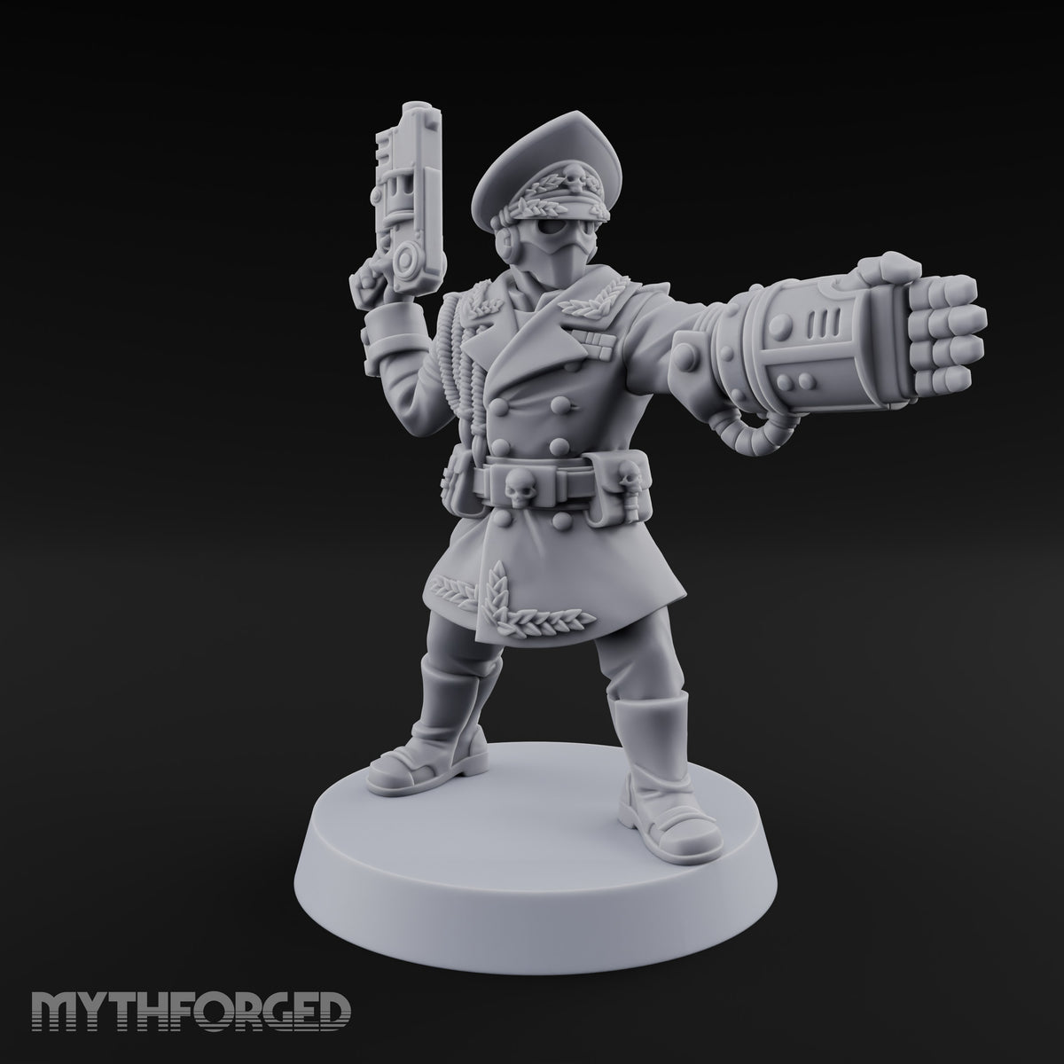 Orders Delivered by Fist Human Masked Officer with Pistol and Power Fist — Fist and Pistol 1