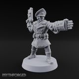 Orders Delivered by Fist Human Masked Officer with Pistol and Power Fist — Fist and Pistol 1