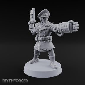 Orders Delivered by Fist Human Masked Officer with Pistol and Power Fist — Fist and Pistol 1