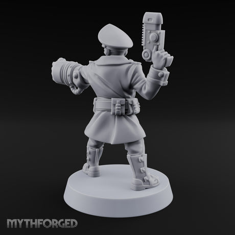 Orders Delivered by Fist Human Masked Officer with Pistol and Power Fist — Fist and Pistol 2