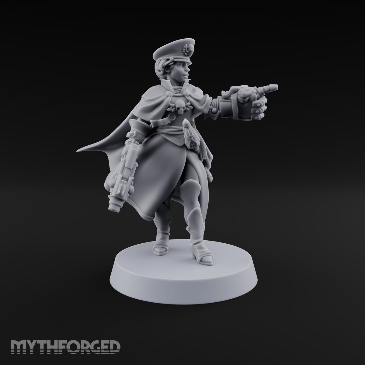 Forward, You Cowards Human Female Officer with Pistol
