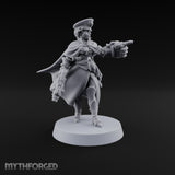 Forward, You Cowards Human Female Officer with Pistol