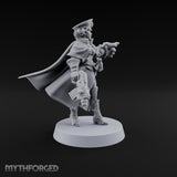 Forward, You Cowards Human Female Officer with Pistol