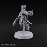 Forward, You Cowards Human Female Officer with Pistol