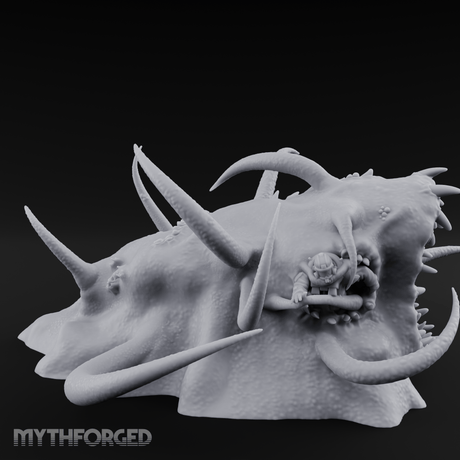 Mouth Gaping Wide Purple Worm Miniature for Dungeons and Dragons, Pathfinder or other TTRPGs