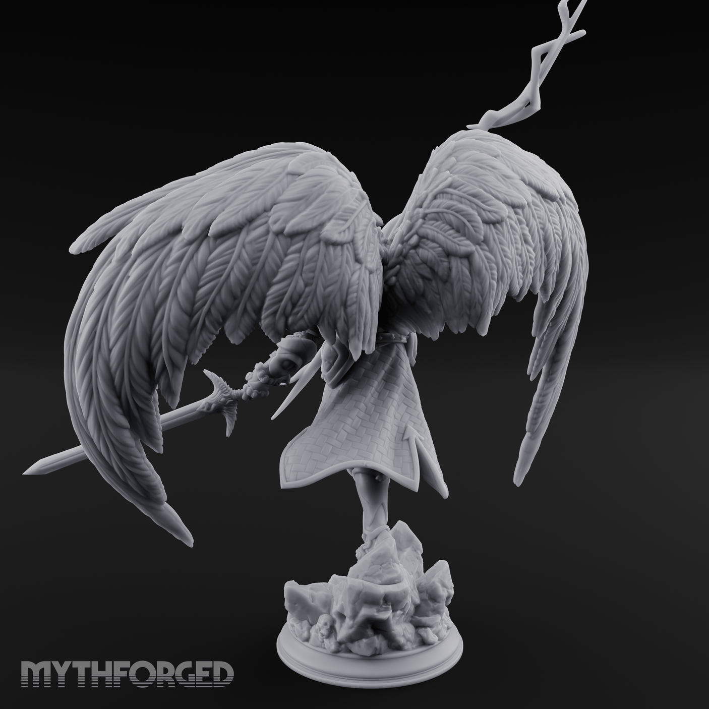 Crackling Ascended Angel Paladin Miniature for Dungeons and Dragons, Pathfinder or other TTRPGs