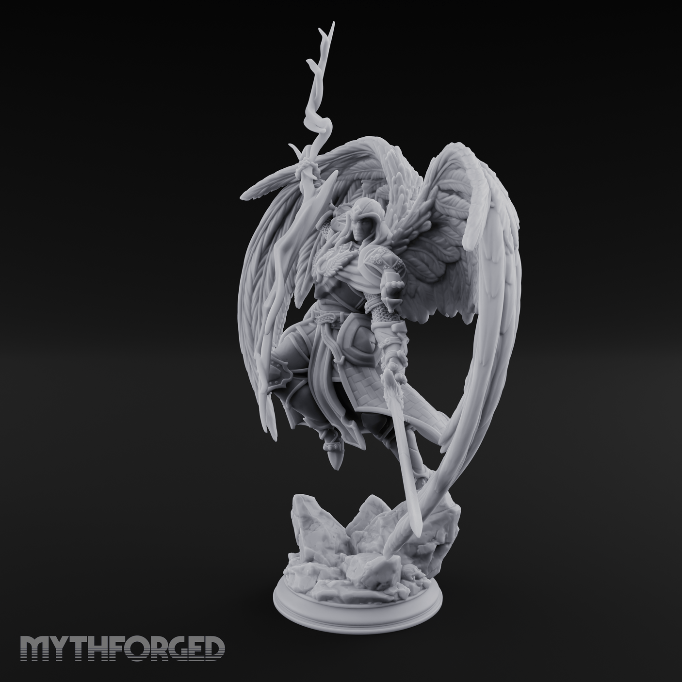 Crackling Ascended Angel Paladin Miniature for Dungeons and Dragons, Pathfinder or other TTRPGs