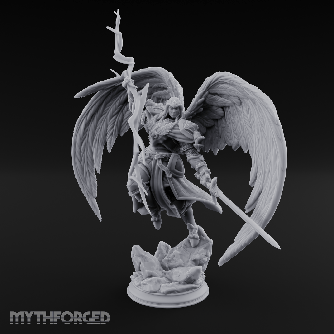 Crackling Ascended Angel Paladin Miniature for Dungeons and Dragons, Pathfinder or other TTRPGs