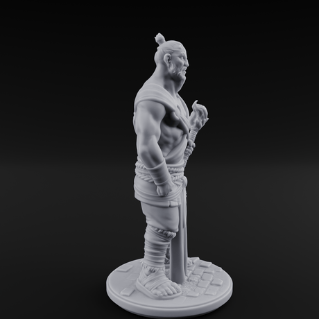 Torch Leaning Human Monk A Miniature for Dungeons and Dragons, Pathfinder or other TTRPGs