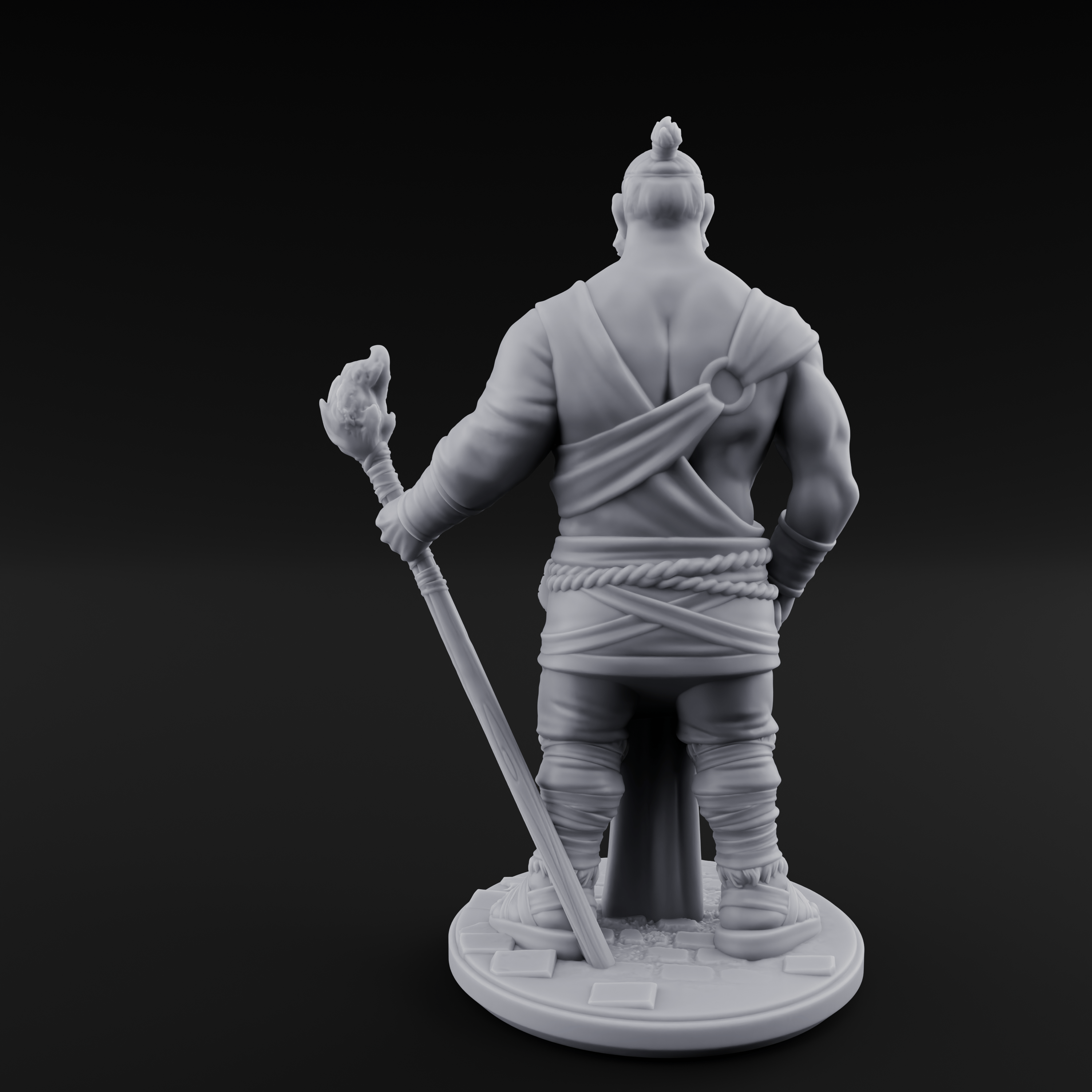 Torch Leaning Human Monk A