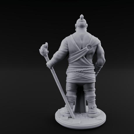 Torch Leaning Human Monk A Miniature for Dungeons and Dragons, Pathfinder or other TTRPGs