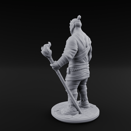 Torch Leaning Human Monk A Miniature for Dungeons and Dragons, Pathfinder or other TTRPGs