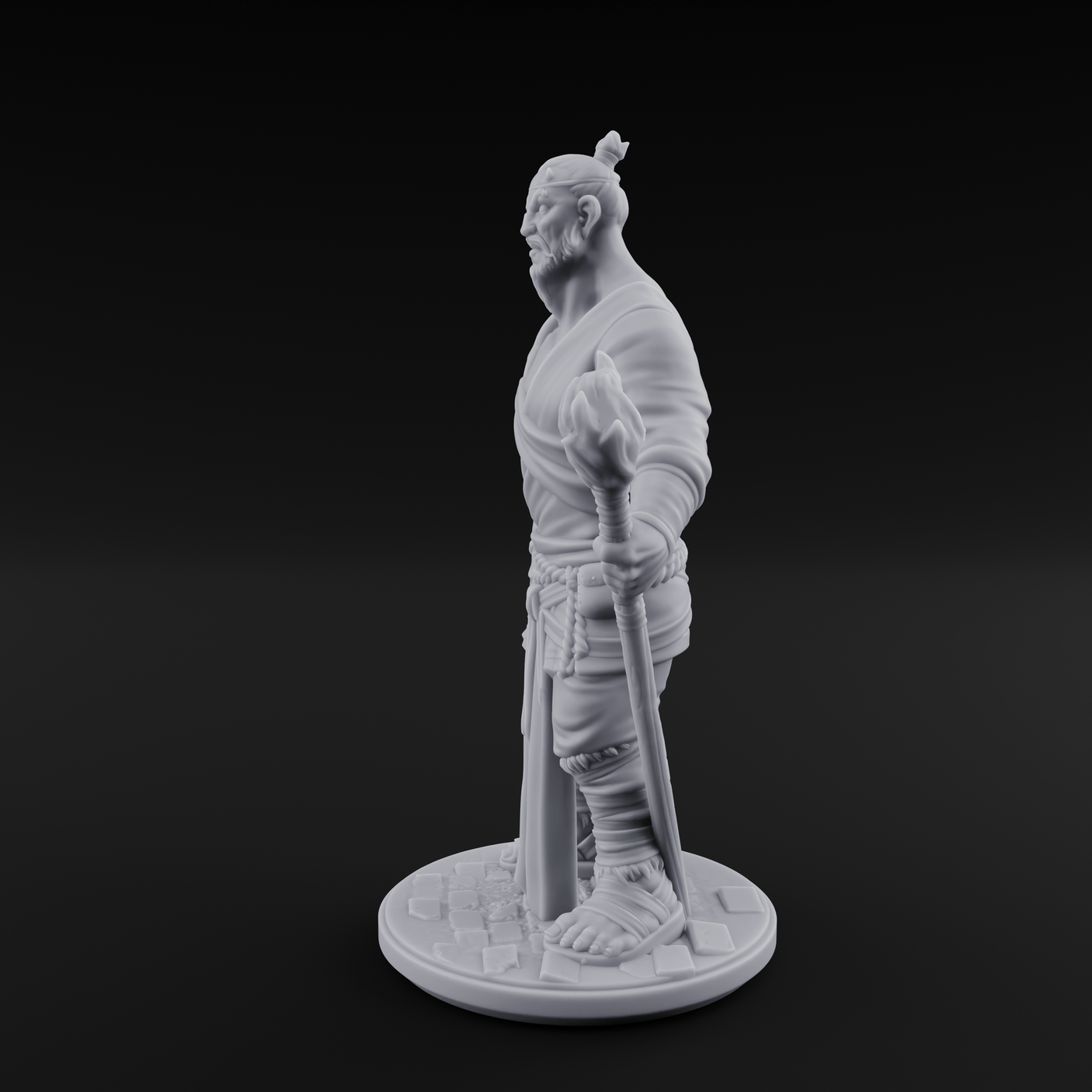 Torch Leaning Human Monk A Miniature for Dungeons and Dragons, Pathfinder or other TTRPGs