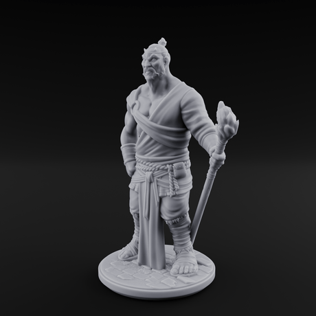 Torch Leaning Human Monk A Miniature for Dungeons and Dragons, Pathfinder or other TTRPGs