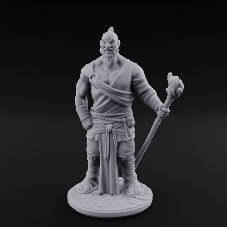Torch Leaning Human Monk A Miniature for Dungeons and Dragons, Pathfinder or other TTRPGs