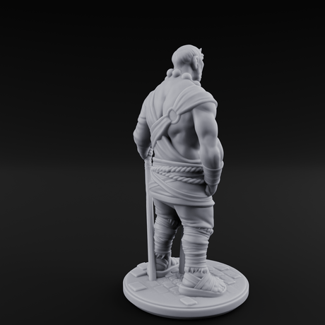Torch Leaning Human Monk C Miniature for Dungeons and Dragons, Pathfinder or other TTRPGs