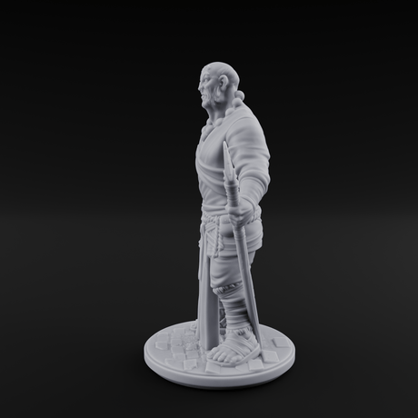 Torch Leaning Human Monk C Miniature for Dungeons and Dragons, Pathfinder or other TTRPGs