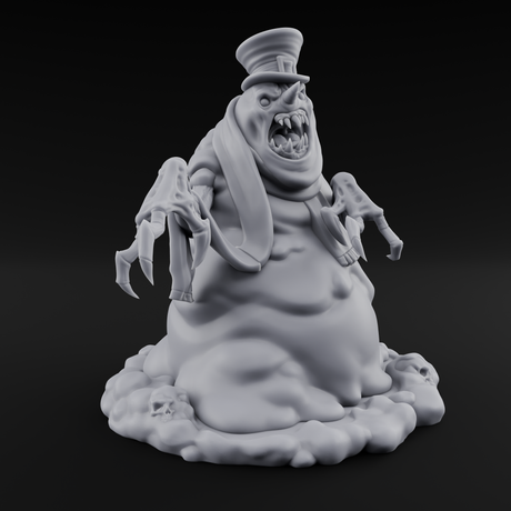 Skull Hoarding Top Hat Evil Snowman Miniature for Dungeons and Dragons, Pathfinder or other TTRPGs