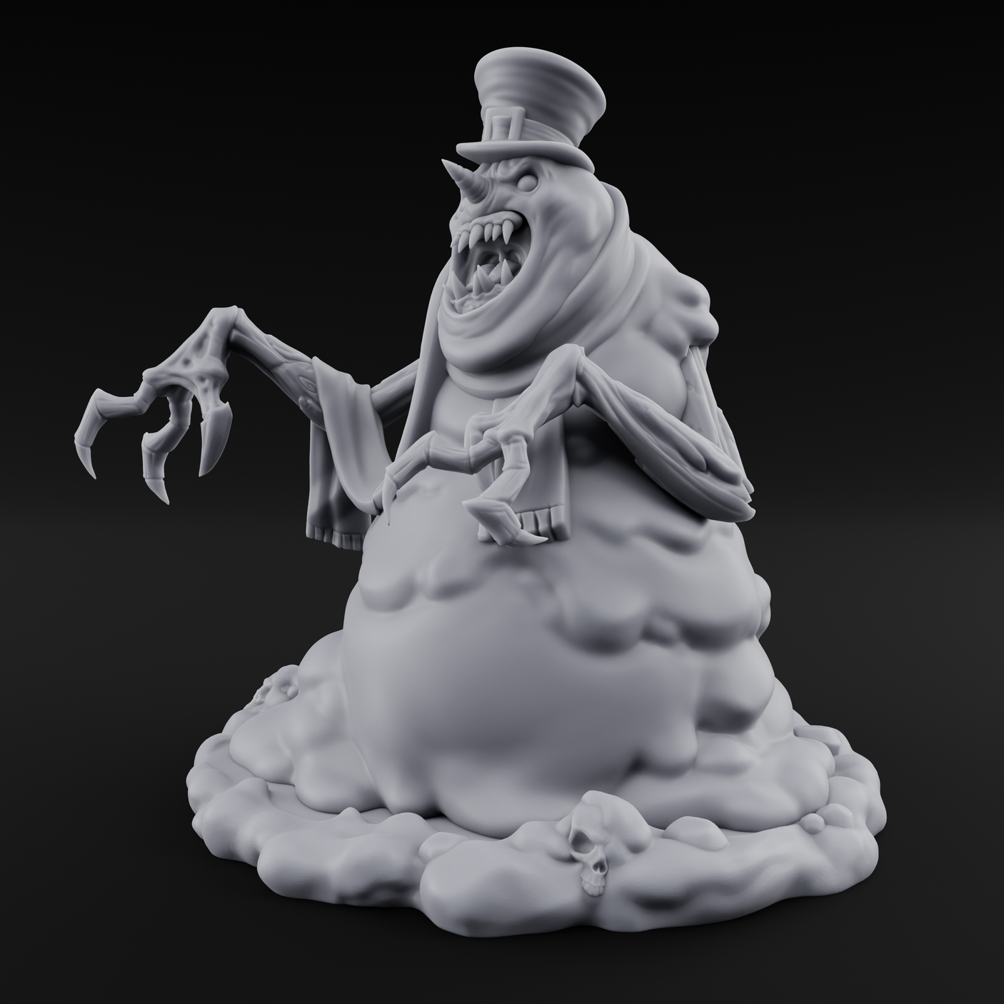 Skull Hoarding Top Hat Evil Snowman Miniature for Dungeons and Dragons, Pathfinder or other TTRPGs
