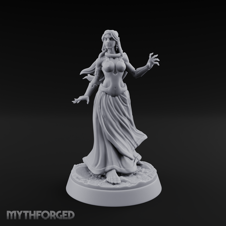 Hands Gesturing Freely Human Enchantress Miniature for Dungeons and Dragons, Pathfinder or other TTRPGs