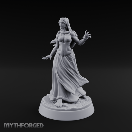 Hands Gesturing Freely Human Enchantress Miniature for Dungeons and Dragons, Pathfinder or other TTRPGs