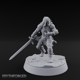 Striding Forward Confident Human Warrior Miniature for Dungeons and Dragons, Pathfinder or other TTRPGs