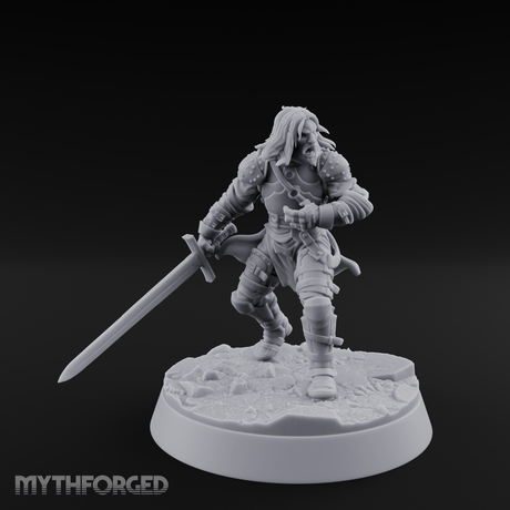 Striding Forward Confident Human Warrior Miniature for Dungeons and Dragons, Pathfinder or other TTRPGs