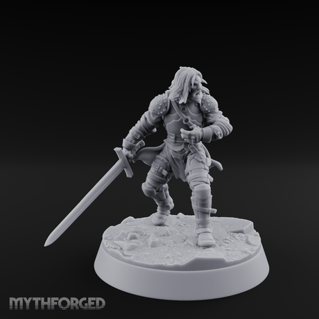 Striding Forward Confident Human Warrior Miniature for Dungeons and Dragons, Pathfinder or other TTRPGs