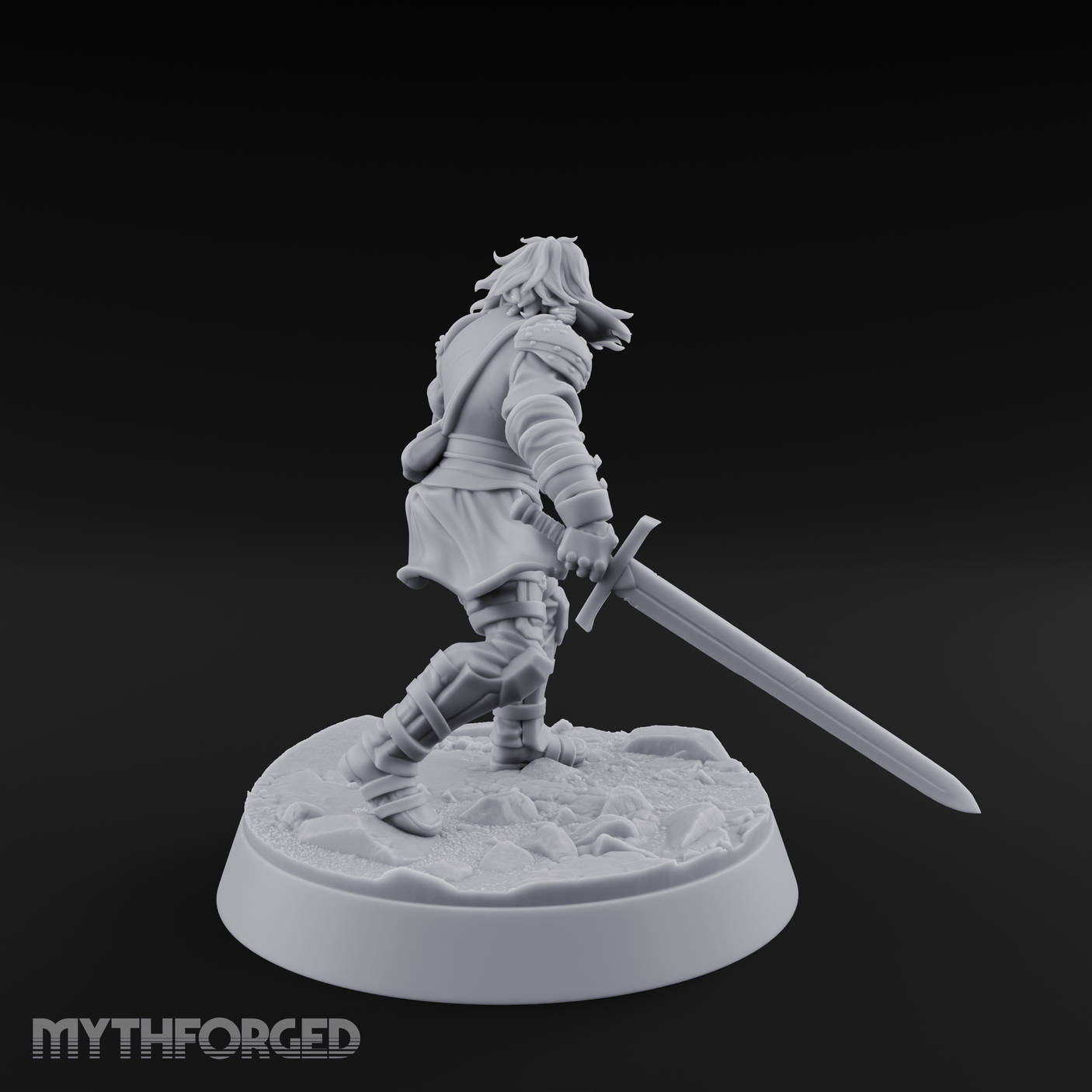 Striding Forward Confident Human Warrior Miniature for Dungeons and Dragons, Pathfinder or other TTRPGs
