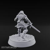 Striding Forward Confident Human Warrior Miniature for Dungeons and Dragons, Pathfinder or other TTRPGs