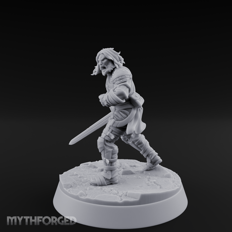 Striding Forward Confident Human Warrior Miniature for Dungeons and Dragons, Pathfinder or other TTRPGs