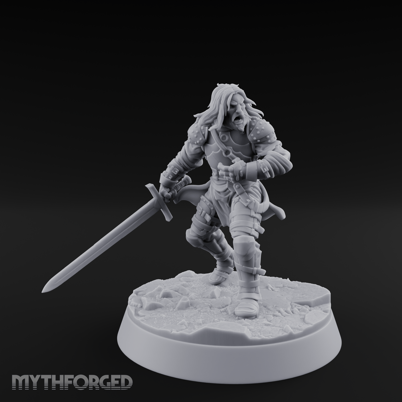 Striding Forward Confident Human Warrior Miniature for Dungeons and Dragons, Pathfinder or other TTRPGs