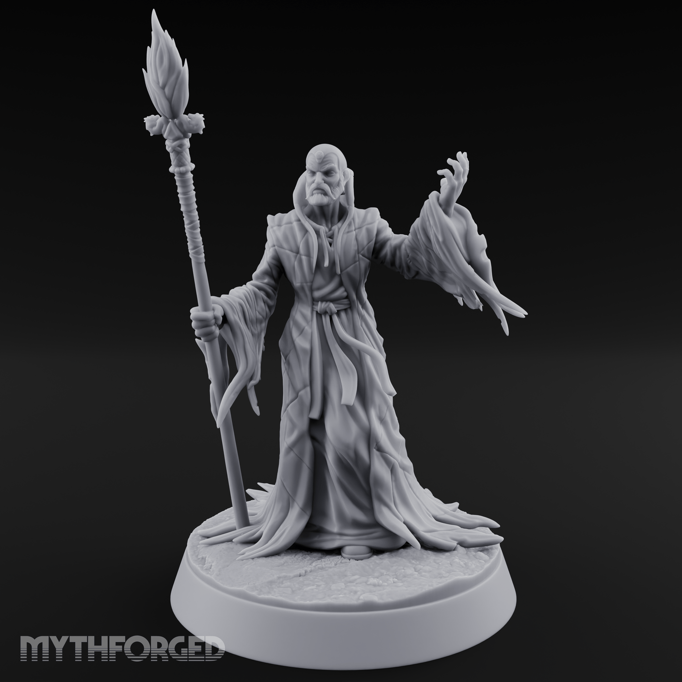 Grand Robed Human Wizard Miniature for Dungeons and Dragons, Pathfinder or other TTRPGs