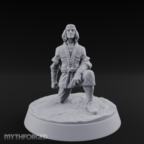 Kneeling In Contemplation Human Noble Miniature for Dungeons and Dragons, Pathfinder or other TTRPGs