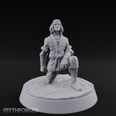 Kneeling In Contemplation Human Noble Miniature for Dungeons and Dragons, Pathfinder or other TTRPGs