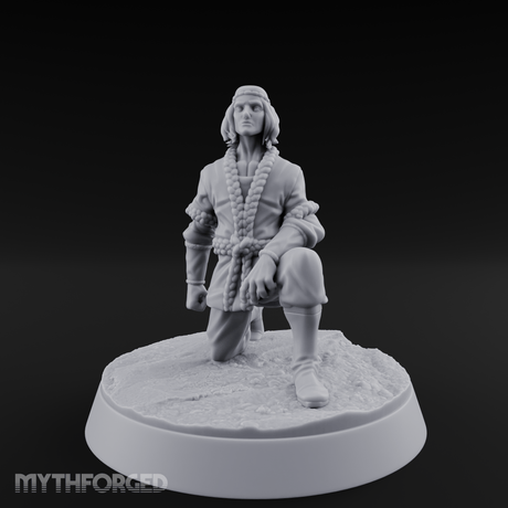 Kneeling In Contemplation Human Noble Miniature for Dungeons and Dragons, Pathfinder or other TTRPGs