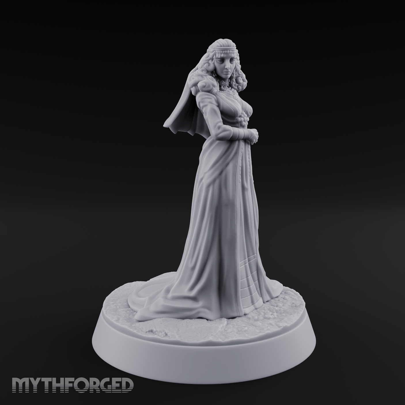 Flowing Regally Human Noble Miniature for Dungeons and Dragons, Pathfinder or other TTRPGs