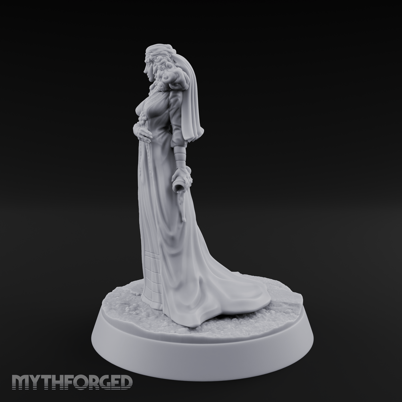 Flowing Regally Human Noble Miniature for Dungeons and Dragons, Pathfinder or other TTRPGs