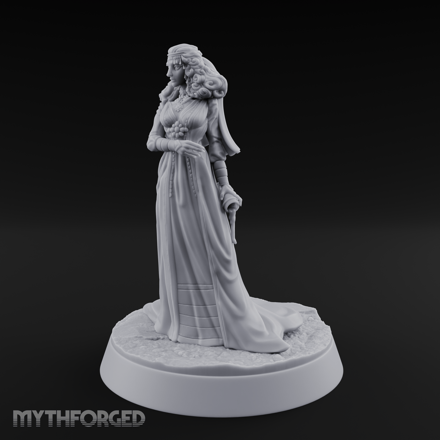 Flowing Regally Human Noble Miniature for Dungeons and Dragons, Pathfinder or other TTRPGs