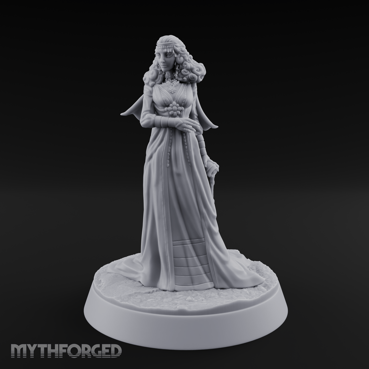 Flowing Regally Human Noble Miniature for Dungeons and Dragons, Pathfinder or other TTRPGs