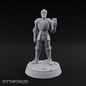 Toasting with Booze Human Fighter Miniature for Dungeons and Dragons, Pathfinder or other TTRPGs