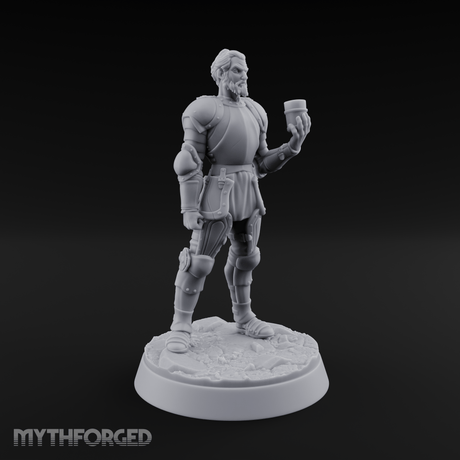 Toasting with Booze Human Fighter Miniature for Dungeons and Dragons, Pathfinder or other TTRPGs