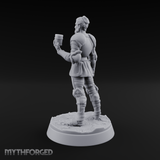 Toasting with Booze Human Fighter Miniature for Dungeons and Dragons, Pathfinder or other TTRPGs